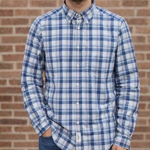 Abercrombie & Fitch Blue Plaid Button Down Shirt Muscle Fit Long Sleeve Size XL